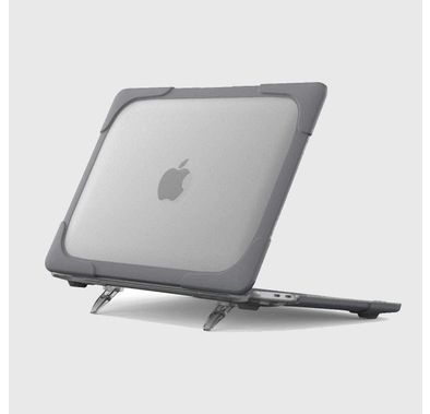 غرين جراب درع صدفي ضد الصدمات ، غطاء واقٍ صلب متين مع مسند قابل للطي متوافق مع ماك بوك برو 16 انش(2019) سهولة الوصول إلى جميع المنافذ ، حماية كاملة 360 درجة - رمادي