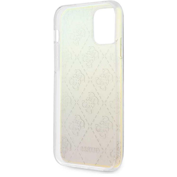 CG Mobile Guess PC/TPU 4G Pattern Hard Case Compatible for iPhone 12 / 12 Pro (6.1") Shock & Scratch Resistant, Easy Access to All Ports, Drop Protection Back Cover - Iridescent