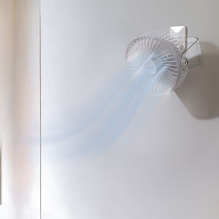 Porodo Portable Transparent Cooling Fan with Nightlight, 120° Oscillation, 3 Speed Levels, 3000mAh Battery Capacity, 3-9.5 Hours Working Time, 2.5 Hours Charging Time, ABS Material, Type-C Charging Interface, Whisper-Quiet Operation - Clear