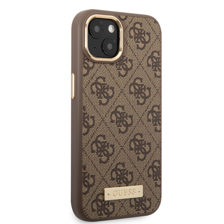 Guess Magsafe 4G PU Case With Metal Plate Logo - iPhone 14 - Brown
