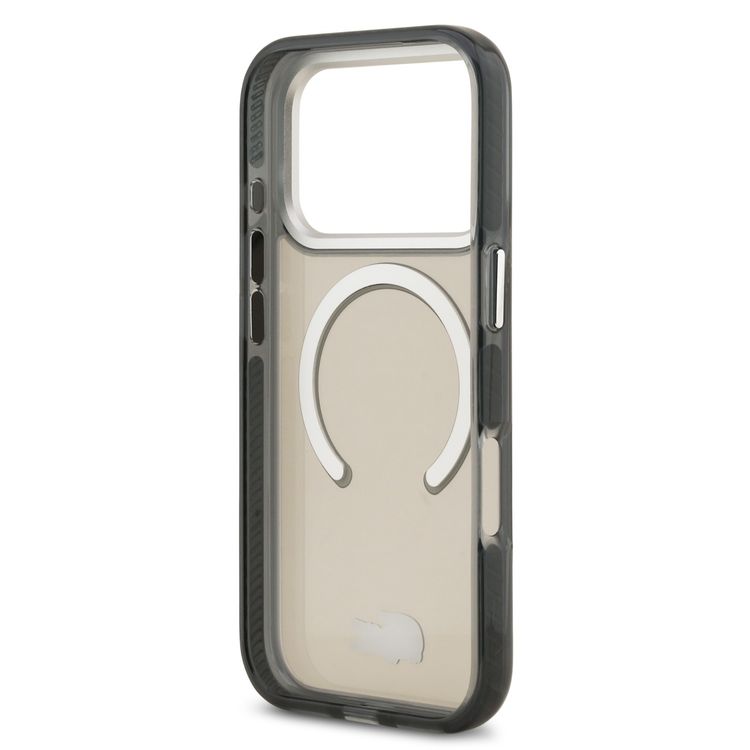 غطاء شفّاف من نوع TPU و PC من Lacoste مع لمسة نهائية متجمدة لجهاز iPhone 17 Pro Max، حماية من السقوط، تصميم نحيف، تغليف مستدام، تصميم يمكن تركيبه بسهولة - رمادي