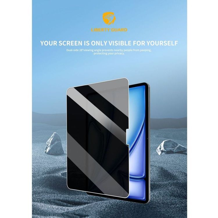 Liberty Guard Privacy Screen Protector for iPad Air 11" (2024), 9H Hardness, 2.5D Rounded Edges, Nano Electroplating, Dual Sides 28° Visible Angle, Korean Privacy Glue - Black