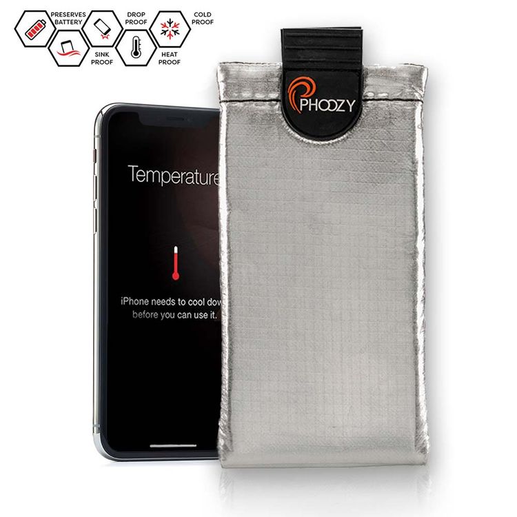 Phoozy XP3 Series Thermal Mobile Phone Case Capsule with Internal Stash Pocket, Insulated Ultra-Slim Weatherproof Pouch, Floating Case Bag, Multi Attachment Strap Silver-Medium
