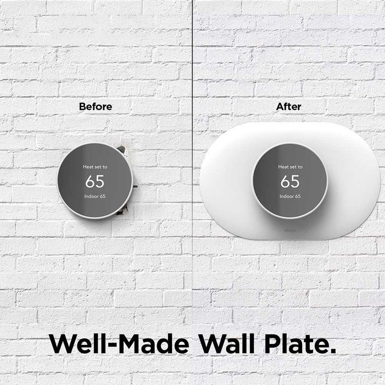 Elago Wall Plate Cover Plus Compatible for Nest Thermostats 2020 with Double Coated Circular Wall Plate Design, Anti-Scratch & Easy Installation - White