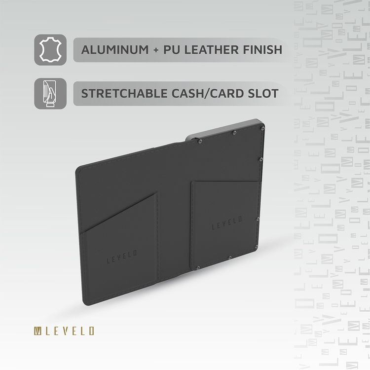 Levelo Vermont 3-in-1 Portable Wallet Power Bank,  5000mAh Battery Capacity, Lithium - ion Battery, Aluminum + PU Leather Finish Material, Fast Charging - Black