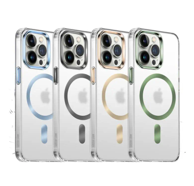 Green Lion  lion Metallic Frame TPU Transparent Case for iPhone 13 Pro Max, Sturdy Metal Frame, Shock-Absorbing Tech, Anti-Scratch & Case-Friendly, Easy Access - Blue