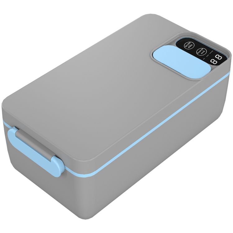 Powerology Lumo Portable Heated Lunch Box 4000mAh Battery, 1L Capacity, Smart Heating, Leakproof Design, Type-C Charging, Freshness Lock for 6 Hours, Insulated Bag – Grey / Blue