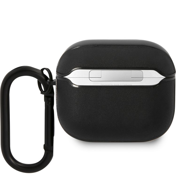 CG Mobile Genuine Leather Case for AirPods 3 with Encrusted Metal BMW Logo & PC Colored Lining, Accurate Cutouts, Easy to Install, Long-Lasting Usability, Protects from Scratches & Drops - Black