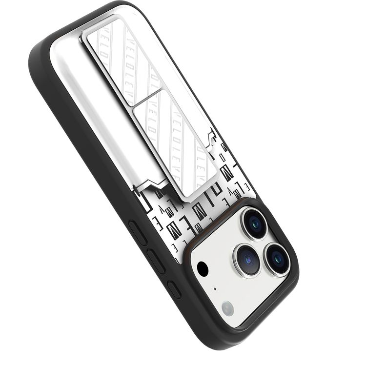 حافظة Levelo Morphix GripStand مع حامل بطاقات لهاتف iPhone 17 Pro، بتصميم فاخر ومطبوع، ممتصة للصدمات، حواف مرتفعة لحماية الكاميرا والشاشة، وحزام مغناطيسي للوقوف - سيلفرستون.