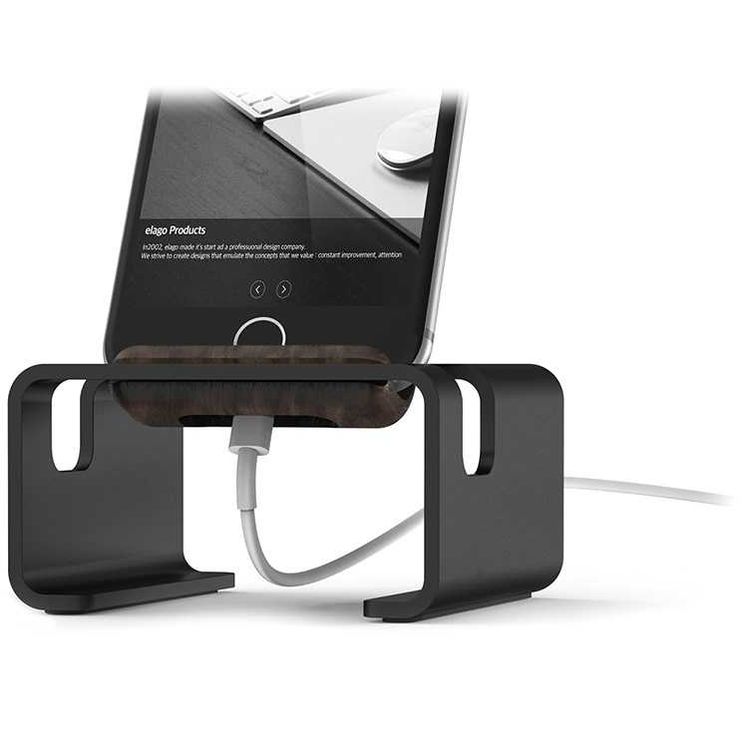 Elago M3 Stand Compatible for Most Smartphones, Durable Stand, Protects Device from Scratching, Hybrid Design, Convenient for Video Viewing, Video Calls, Online Meetings - Black