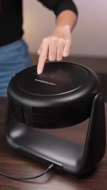 Powerology Rotating Stand Portable Projector in UAE | 1080P Supported, Android 11.0 - Black | (PWHDPBNBK)