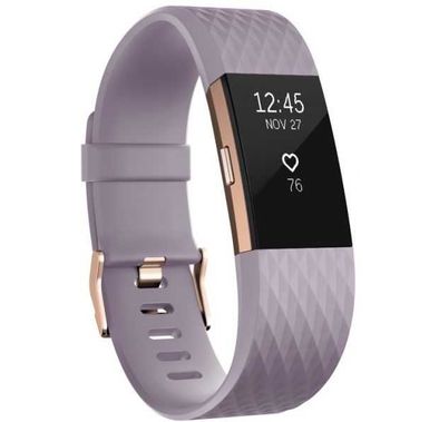 Fitbit Charge 2 Fitness Wristband with Heart Rate Tracker - Rose Gold/Lavender ( L )
