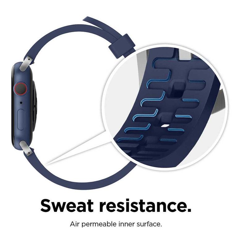 Elago Premium Fluoro Rubber Strap, Fit & Comfortable Replacement Wrist Band, Adjustable Straps Compatible for Apple Watch 44mm - Jean Indigo