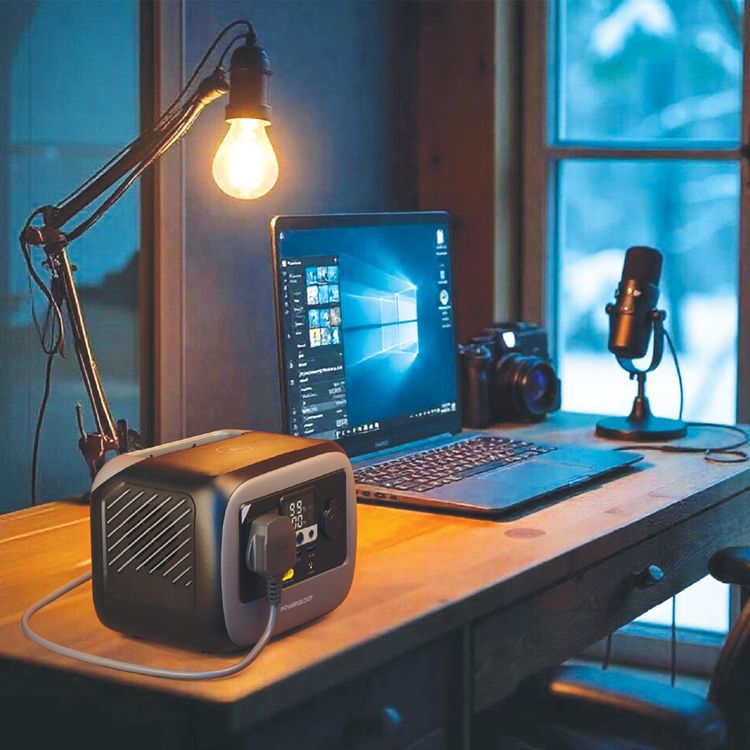 Powerology Pater I Portable Power Station with 300W Rated Power, 600W Peak Power, 236.25Wh Battery Capacity, 230V Voltage, 100W Max Solar Input, 100W Max USB-C Output, 18W Max QC3.0 USB-A/A2 Outputs, 15W Wireless Output, 120W Max Car Port Output, AC Outlet, LED Light, Built-in Safeguards - Gray