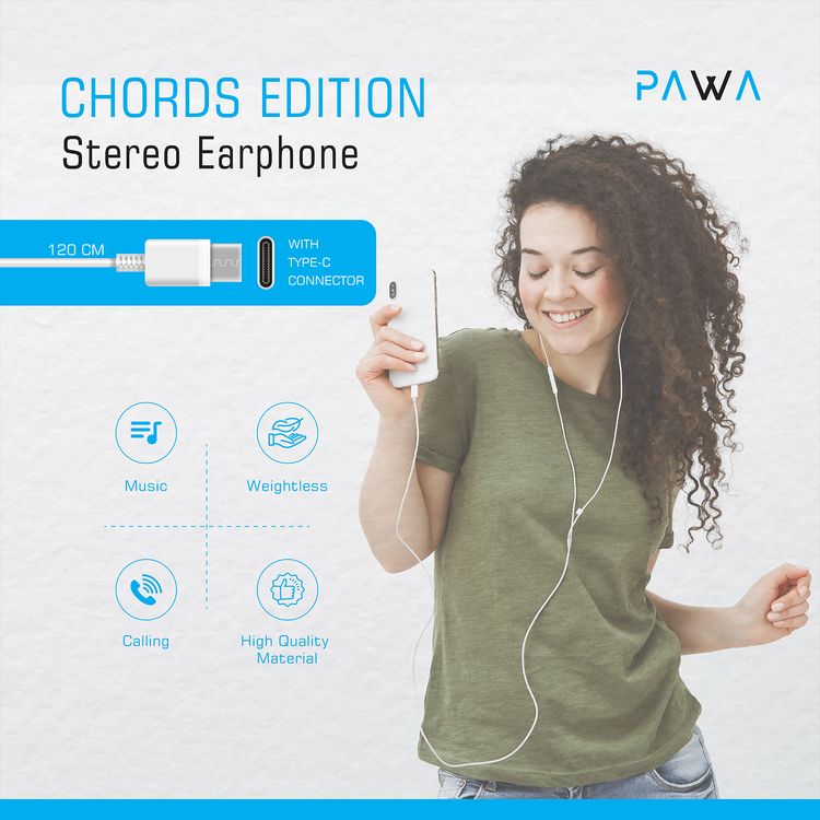 PAWA Chords Series Stereo Earphone Type-C  - White