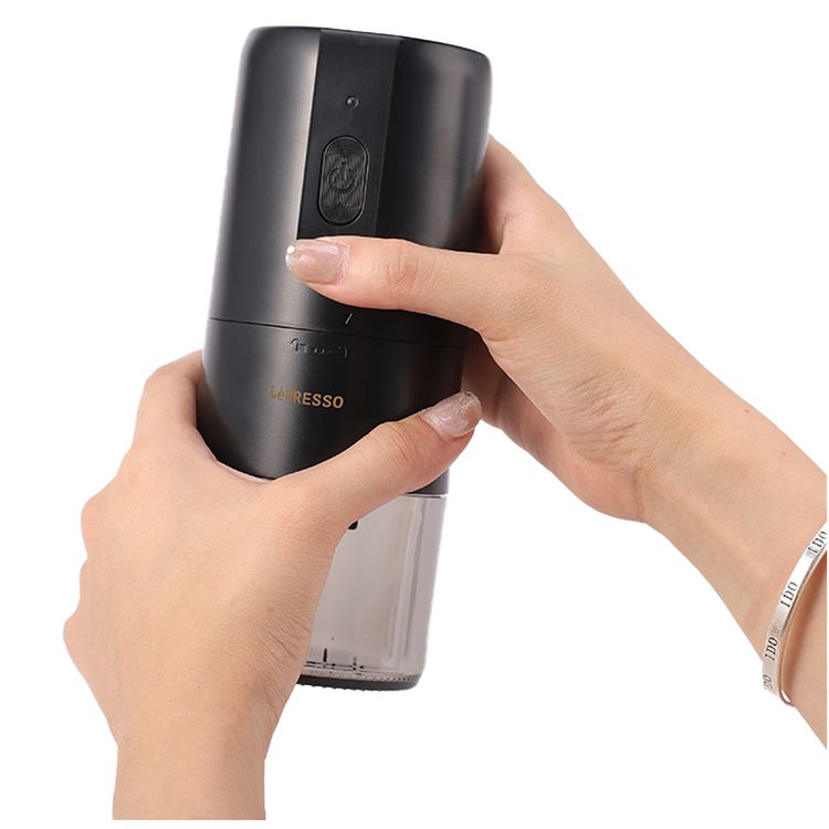 LePresso Conical Burr Grinder, 1200mAh Battery Capacity, 3 Hours Charging Time, Type-C Charging Port, Adjustable Grind Size, 160g Powder Container - Black