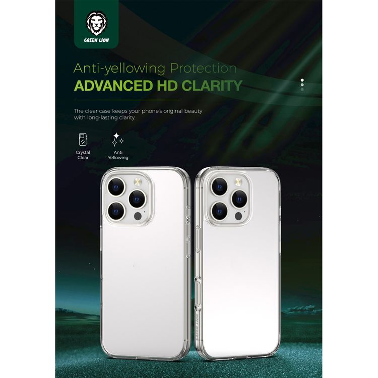  Green Lion iPhone 15 for Crystal Clear Case, Anti-Microbial Protection, Military-level Protection, Precise Cutouts, TPU Case Material, Scratch and Damage Protection - Clear