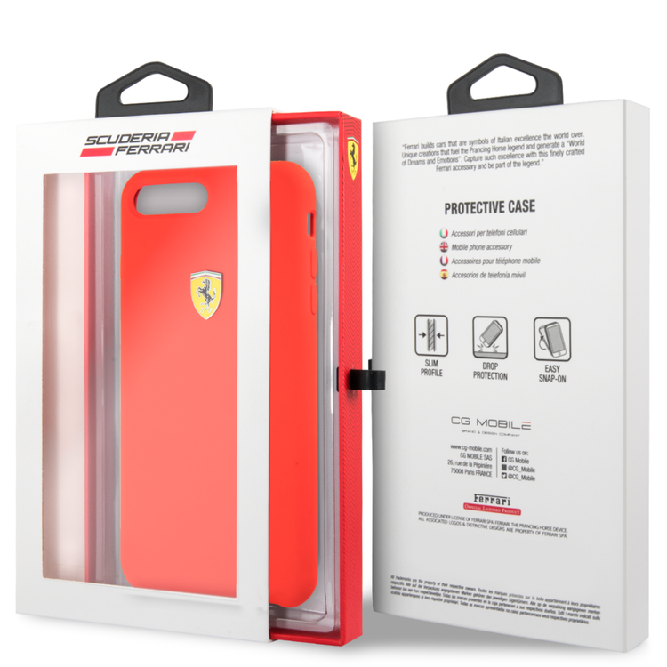 CG MOBILE Ferrari SF Silicone Phone Case Compatible for iPhone 8 / 7 Plus | Protective Mobile Case Officially Licensed - Red