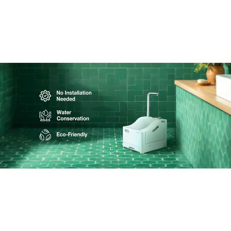  Green Lion Portable Wudu Machine with Pressure Foot Pedal, 2.5 L Clean Water Capacity, 2x1800 mAh Batteries, Lightweight Design, No Installation Required, Safe to Use - White