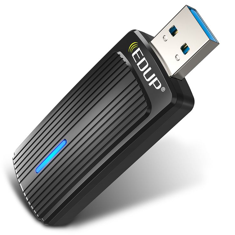 Porodo Dual Band WiFi Adapter with 2dBi High Gain Antenna, Dual Band, High-speed USB 3.0 Interface, Windows OS Compatibility - Black