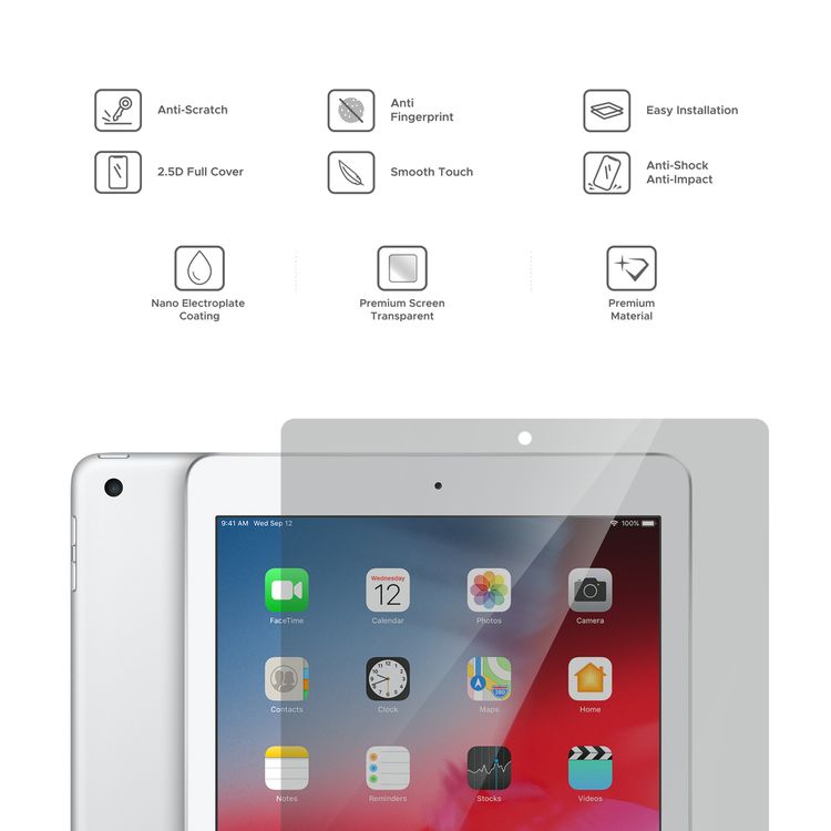 Liberty Guard LGCLREIPD97 Full Cover Clear Rounded Edge Anti Shock & Anti Impact Screen Protector For Pad Air/iPad Pro (9.7') - Clear