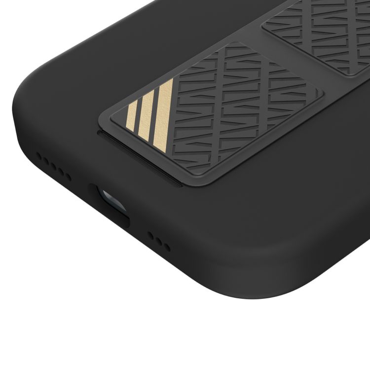 Levelo Morphix Silicone Case with Leather Grip for iPhone 15 Pro Max - Black