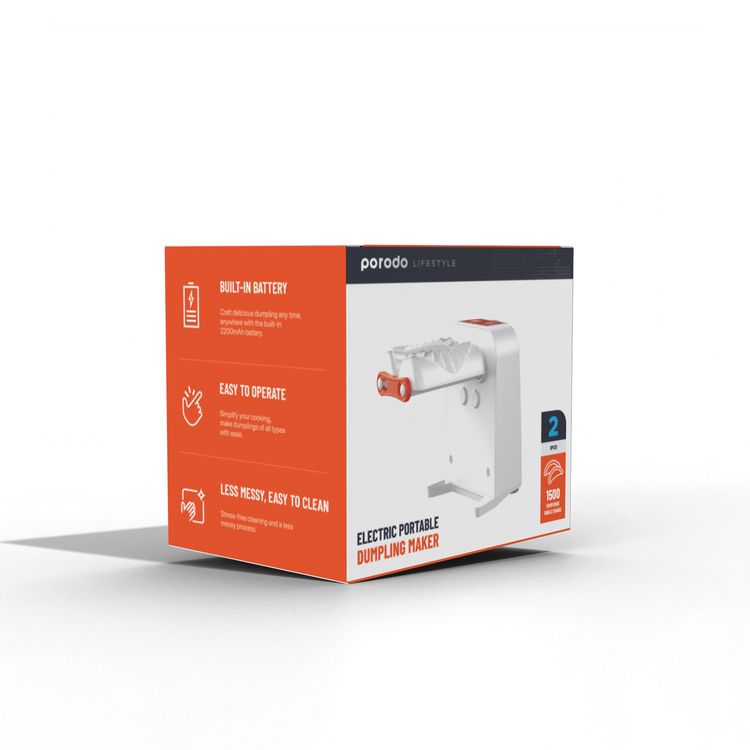 Porodo Lifestyle Portable Dumpling Maker with Type-C Charging Port, Easy to Operate, Easy to Clean, 2200mAh Built-in Battery - White