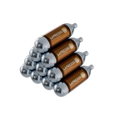 شواحن LePresso Nitro للقهوة، 10 شواحن لكل عبوة، سعة متوافقة 0.5 لتر، قوة ضغط تزيد عن 15 ميجا باسكال، نيتروجين مضغوط نقي - فضي