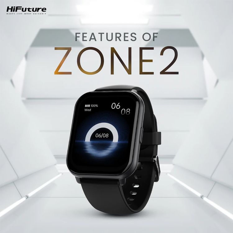HiFuture Zone2 Smart Watch with 1.96" IPS Display, Up to 7 Days Battery Life, IP68 Waterproof, Health Monitoring, Activity Tracking, Wireless Calling - Black