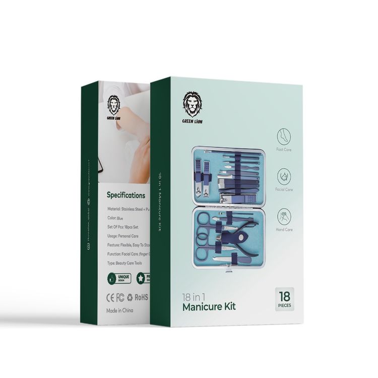 Green Lion 18 in 1 Travel Manicure Set - Blue