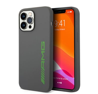 AMG Liquid Silicone Case with Colorful AMG Logo Bumper ProtectioniPhone 14 Pro Compatibility - Green