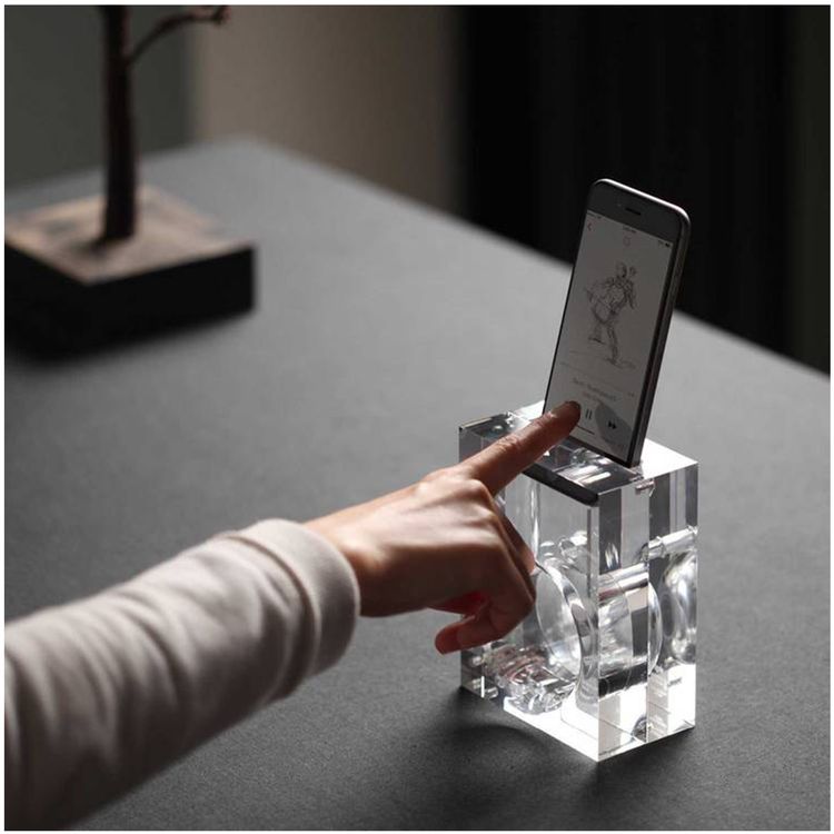 Elago Acoustic Amplification Stand Compatible with iPhone 6/7, Classic & Modern Design, Transparent Acrylic, Increases the Volume, Convenient, Cable Management, Easy Installation