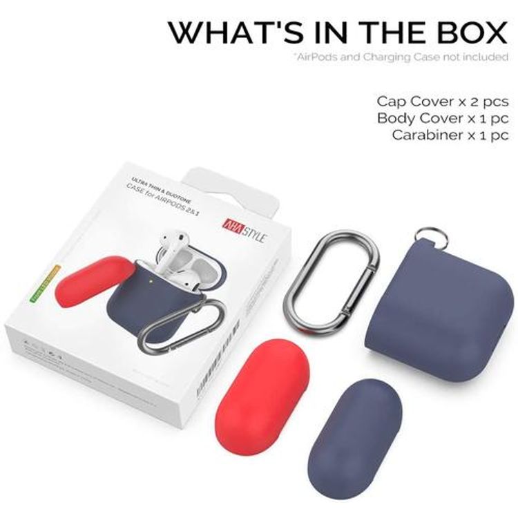 AhaStyle Keychain Version Two Toned Silicone Case with Anti-Lost Ring Compatible for AirPods 1/2 Generation, Scratch Resistant, Drop Resistant