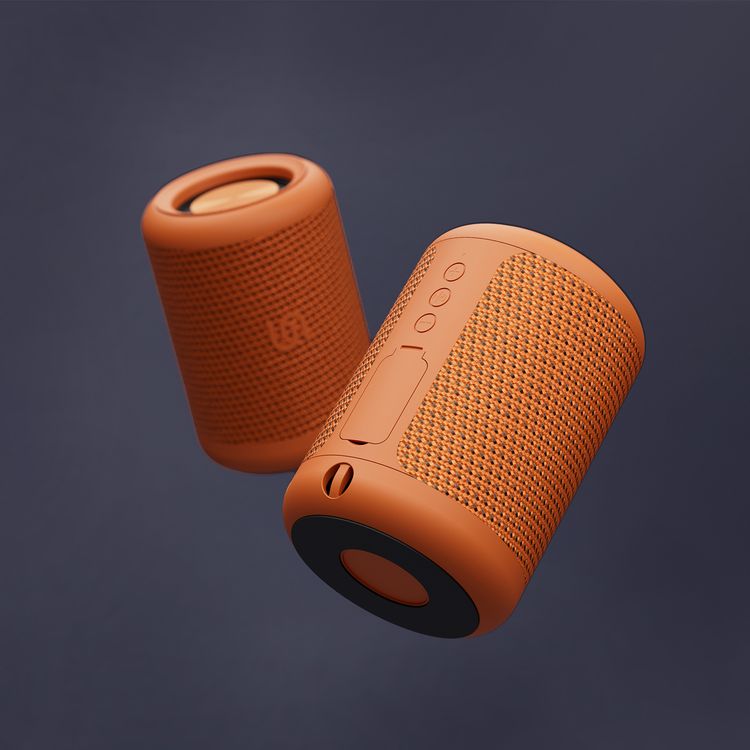 Porodo Soundtec Outdoor Speaker with Flexible Audio Input & Deep Bass, Up to 8 Hours Working Time, 1800mAh Battery Capacity, 40mm Driver Size, Water-Proof, Portable Design - Orange