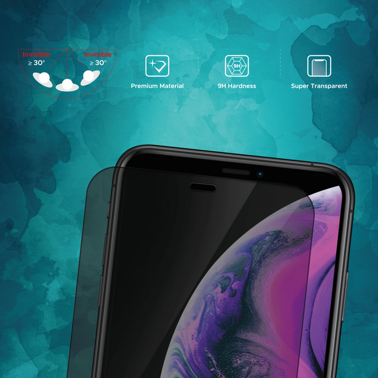 واقي شاشة Liberty Guard Privacy Full Cover بحافة مستديرة لهاتف iPhone 11 Pro Max، مضاد للصدمات والتأثير - الخصوصية