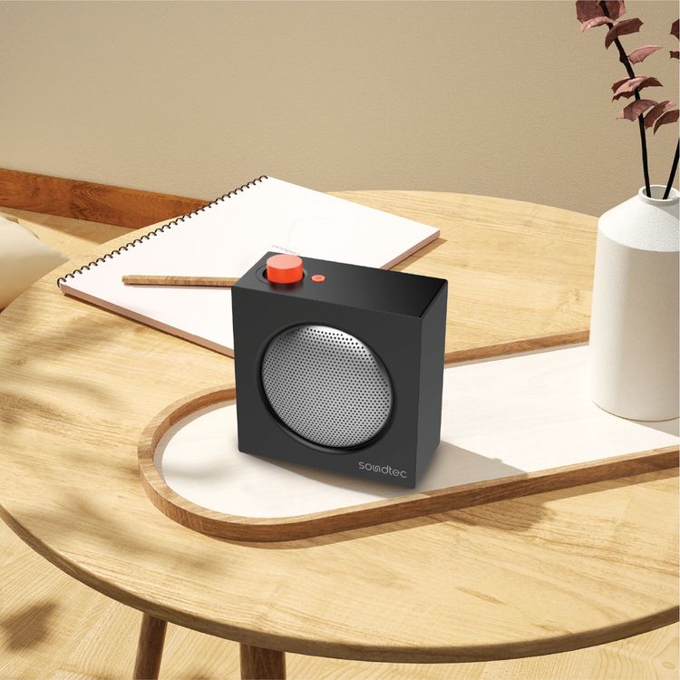 Porodo Mini VibeBox Portable Bluetooth Speaker with TF Card Slot, Up to 6 Hours Play Time, Bluetooth Version 5.4, 10m Transmission Range, 5W Rated Power, Powerful Stereo Sound, Multi-Function Control - Black