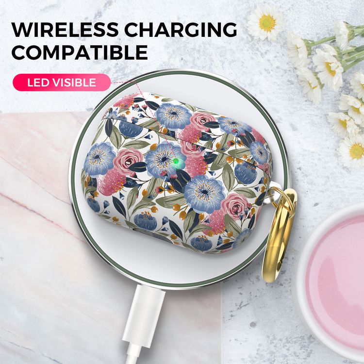 AhaStyle Premium TPU Rugged Hard Shell Design Case with Anti-Lost Ring Compatible for AirPods Pro, Scratch Resistant, Shock Absorption, Drop Protection, & Dustproof Protective Hard Shell Cover Suitable with Wireless Charging -