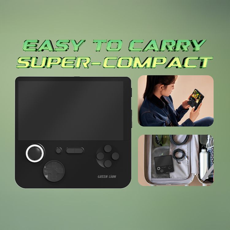 Green Lion GP PRO 5 Gaming Console with Built-in Holding Bracket, Up to 10 Hours Playtime, 5" IPS HD Screen, 1280×720p Resolution, 5000mAh Battery Capacity - Black