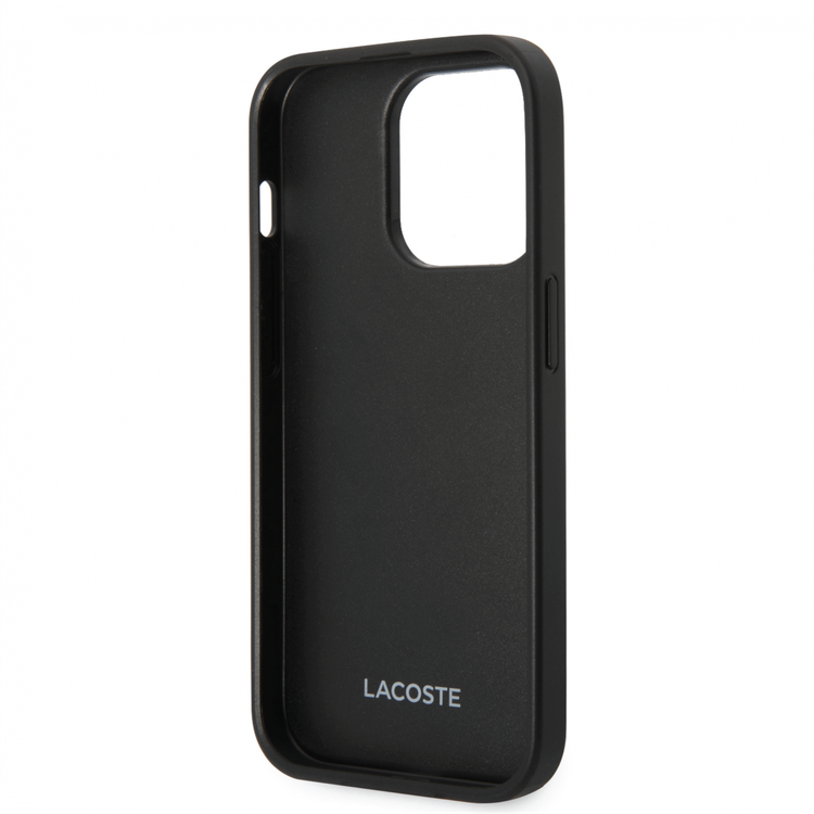 Lacoste Hard Case Iconic Petit Pique PU Woven Logo Estragon Compatible with iPhone 14 Pro Max - Black