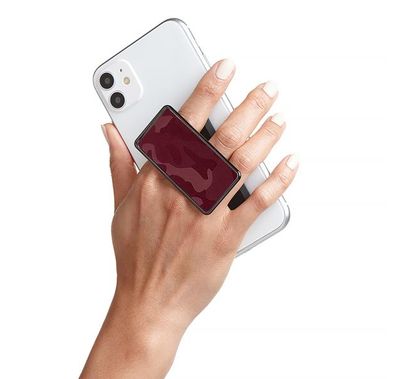 Handl Camo Mobile Stand Phone Grip, Pairs with Any Smart Phone, Multi-functional Kickstand, Compatible with Wireless Charging, Phone grip and Stand - Red