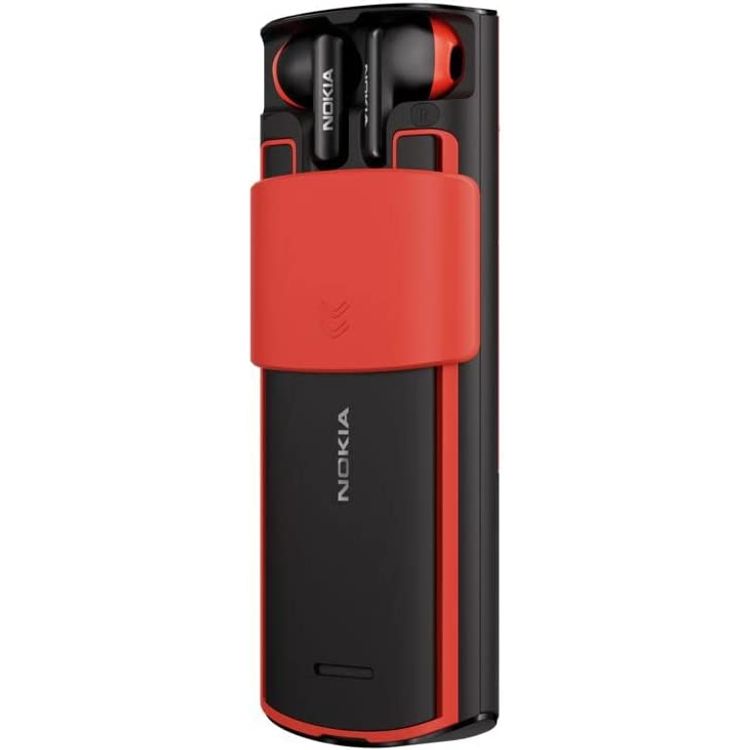 Nokia 5710 Xpress Audio Feature Phone with built-in wireless earbuds, 4G Connectivity, (Dual SIM) - Black and Red