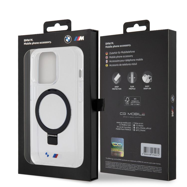 BMW iPhone 15 Pro For MagSafe IML Case with Ring Stand  - Clear