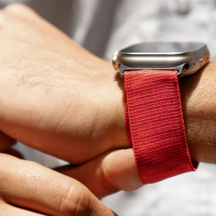 Levelo Ace Loop Watch Strap with Titanium G Hook Buckle for Apple Watch 49/45mm, Sweat & Water Resistant, Compatible with SE, Series 8, 7, 6, 5 & 4, Soft & Comfortable Fit - Red