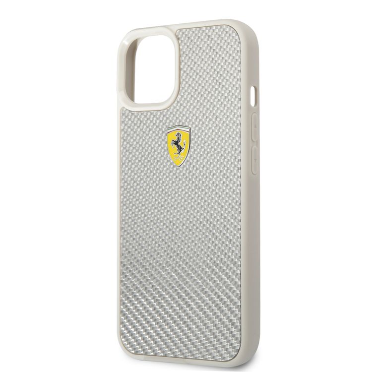 CG MOBILE Ferrari Real Carbon Hard Case Metal Logo Compatible for iPhone 13 (6.1") Scratches Resistant, Easy Access to All Ports