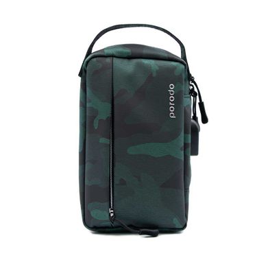 Porodo Convenient Leather Storage Bag - 8.2 inch - Dark Green Camo