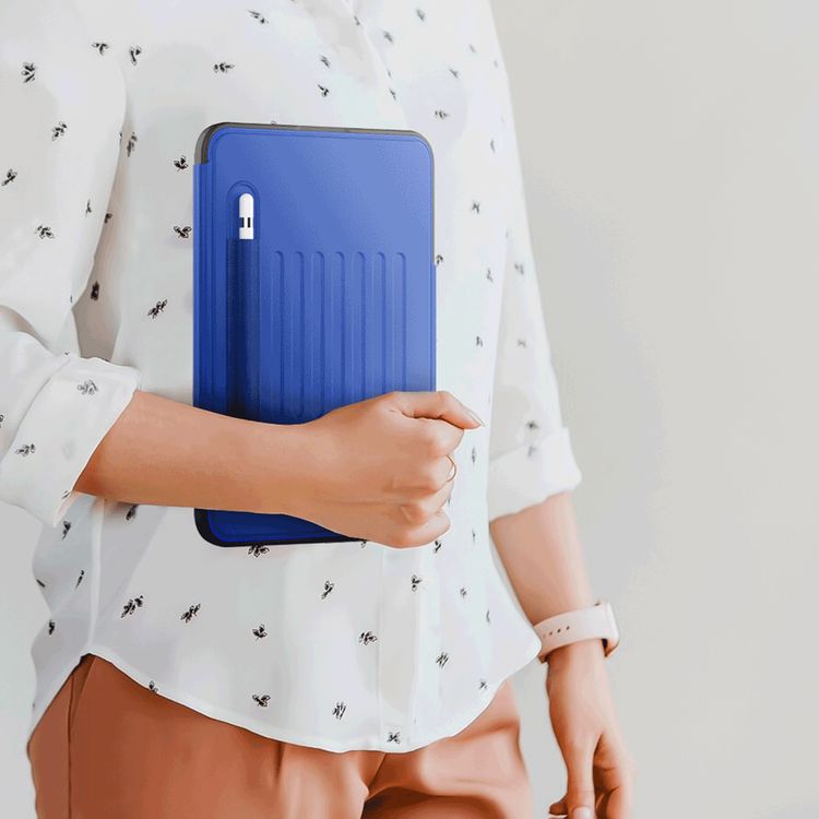 Levelo Luxora Case for iPad 10.2" (2019-2021), Adjustable Multi-Angle Viewing, Premium PU Leather Finish, Shockproof, Anti-Fingerprint, Built-in Pen Holder & Built-in 2 Card Slots, Magnetic Flap Closure - Blue