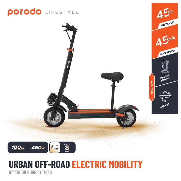 Porodo Lifestyle Electric Urban Off-Road Scooter  - Black