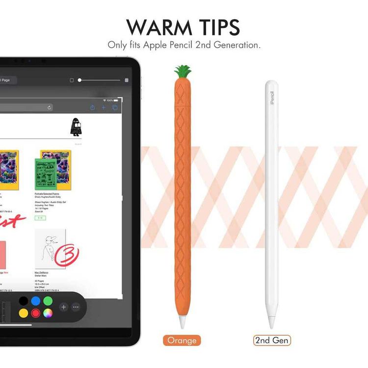 AhaStyle Summer Pineapple Molding Case Suitable for Apple Pencil 2nd Generation, Premium Silicone material, Unique Design and Durable Compatible with Apple Pencil 2nd Gen