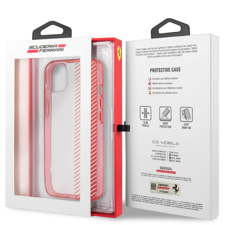 CG MOBILE Ferrari Transparent Hard Case Gradient Print Logo Compatible for iPhone 13 (6.1") Scratches Resistant, Easy Access to All Ports