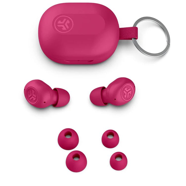 JLab JBuds Mini True Wireless Earbuds, Noise-Canceling, Quick Charge, Splashproof, 15 Minutes of Fast Charging Time, 20 Hours Total Playtime - Pink